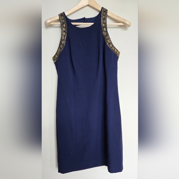 Lilly Pulitzer Navy Blue Largo Shift Beaded Dress Size 6 - Picture 2 of 11